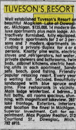 Tuvesons Resort - July 1965 For Sale (newer photo)